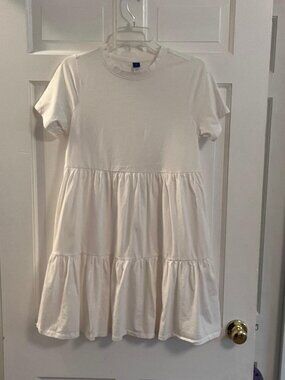 Old Navy White Tiered T-Shirt Dress sx S